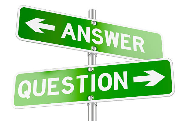 Question and Answer green direction arrows, street signs. 3D rendering isolated on white background