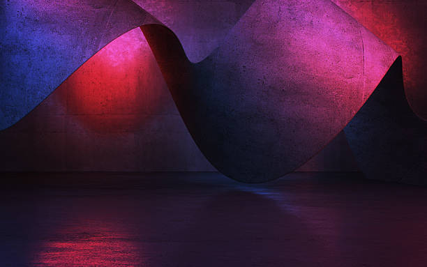 istock New Generation Abstract Empty Building Structure Made of Concrete Illuminated with Blue Red Light 2228553602