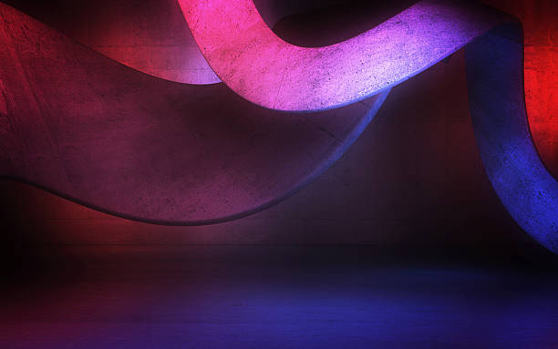 istock New Generation Abstract Empty Building Structure Made of Concrete Illuminated with Blue Red Light 2228553609