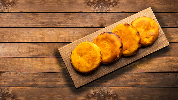 Delicious arepas boyacense served on a traditional Colombian table