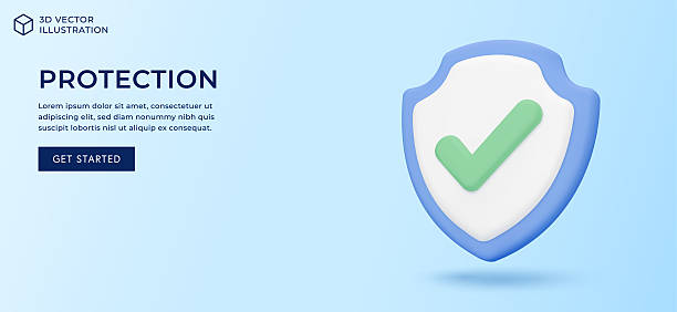 istock 3D Vector Landing Page, Web Banner Illustration of Protection, Insurance, Guarding, Shielding 2228561391