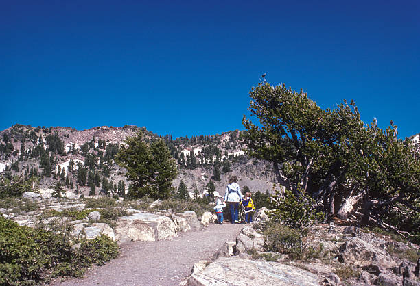 Lassen Volcanic NP - Mother & Daughters Begin Trail - 1983. Scanned from Kodachrome 25 slide.