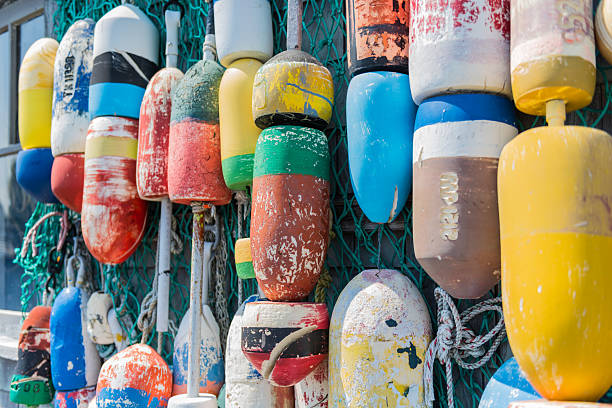New England lobster buoys background