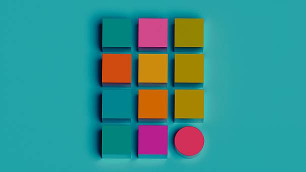 istock Colorful 3D cubes and cylinder grid on teal background 2228574834