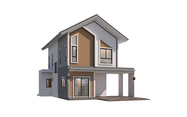 istock Architecture 3d rendering illustration of modern  house on white background 2228575090