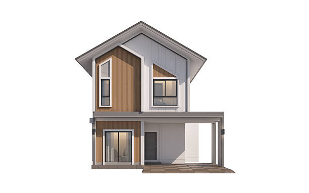 istock Architecture 3d rendering illustration of modern  house on white background 2228575092