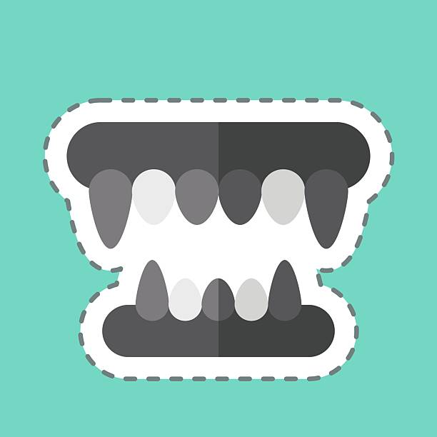 istock Sticker line cut Fangs. related to Halloween symbol. design editable 2228581313