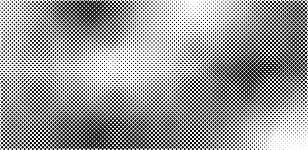 A halftone pattern composed of black dots on a white background, forming a smooth abstract gradient with a retro comic-style effect.