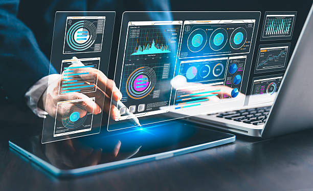istock Woman in business uses computers and internet technology to perform SEO analysis, optimizing websites for search engine ranking and promoting increased traffic to boost website visibility. 2228582526