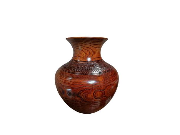 istock Brown wood carved vase 2228583992