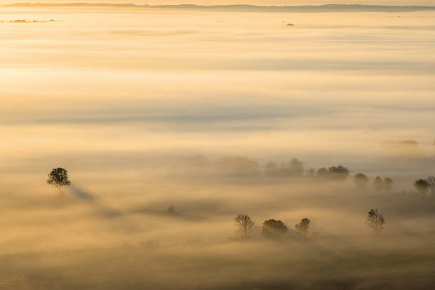 istock Aerial view at morning mist at sunrise 2228588410
