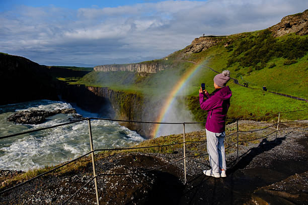 istock Captivating rainbow arches over the mesmerizing Gullfoss waterfall in Iceland 2228598837