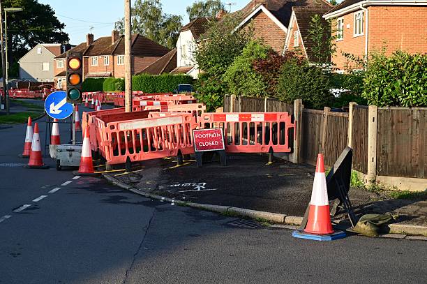 istock Closed Sidewalk for building work in the UK. 2228602646