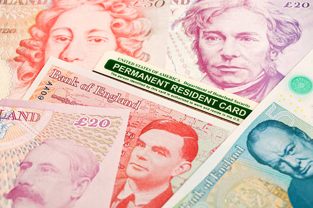 istock American Permanent Resident Card on English Pounds 2228603994