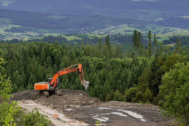 construction in the mountains in the Carpathians.