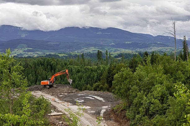 istock construction in the mountains in the Carpathians. 2228605696