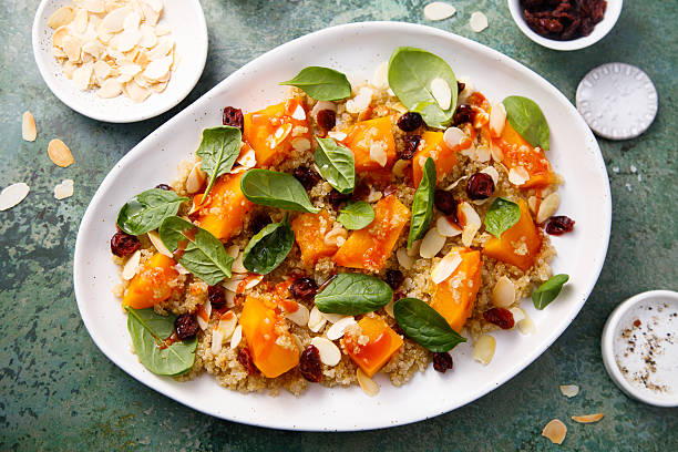 Quinoa salad with pumpkin stock photo