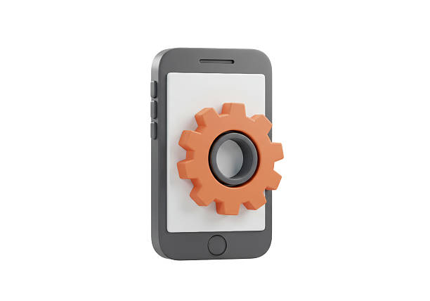 Isolated Smartphone with Gear Icon for Settings