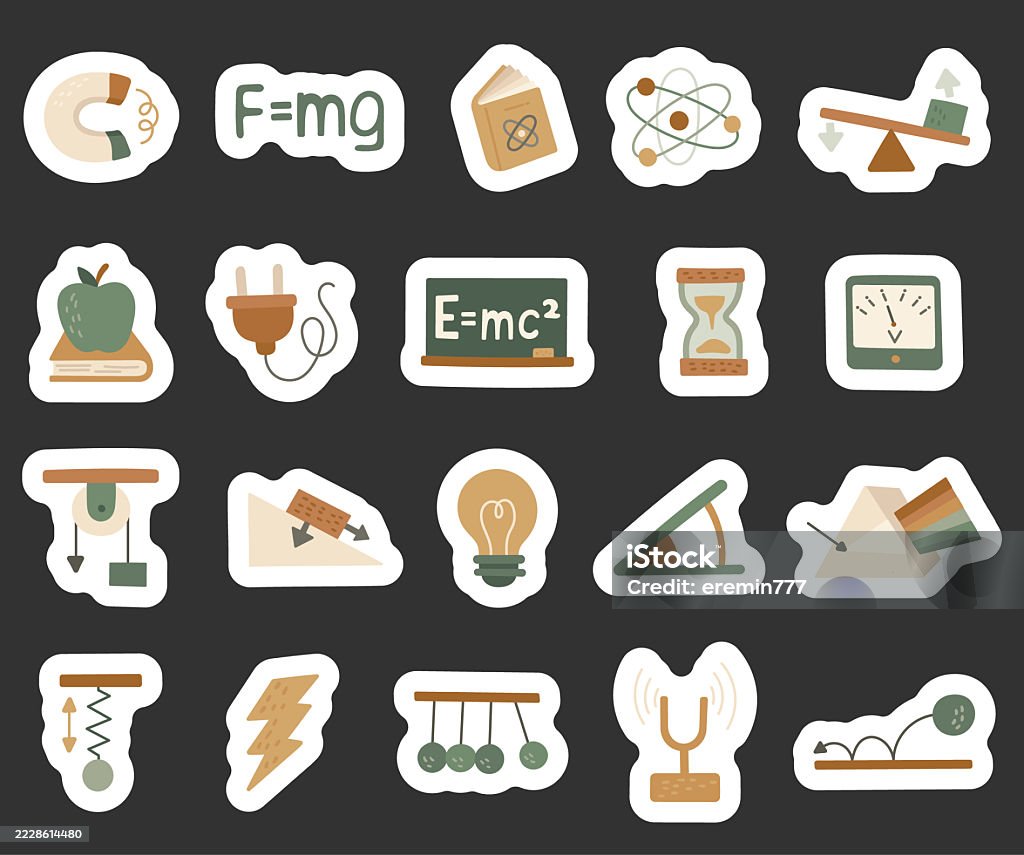 Physics Example Object Physics Object Set In Scandinavian Style With Magnet Atom Gravity ...