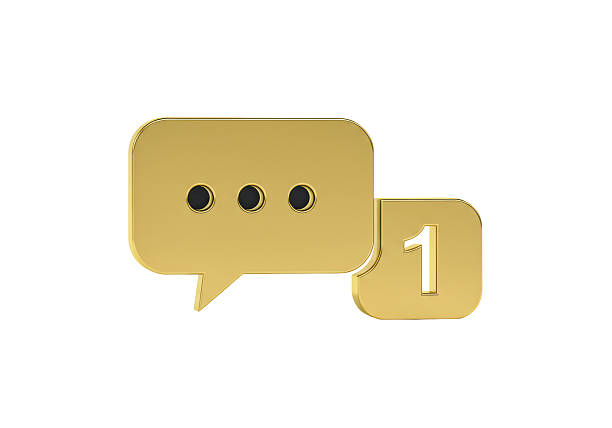Isolated Golden Notification Bubble with Speech and Number One