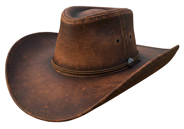 istock Isolated Weathered Brown Leather Cowboy Hat with Braided Band 2228615128