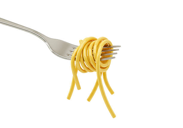 istock Isolated Portion of Cooked Spaghetti Twirled on a Fork 2228615413