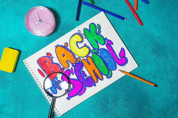 istock School Time Illustration with Pencils, Clock, and Magnifying Glass 2228615645