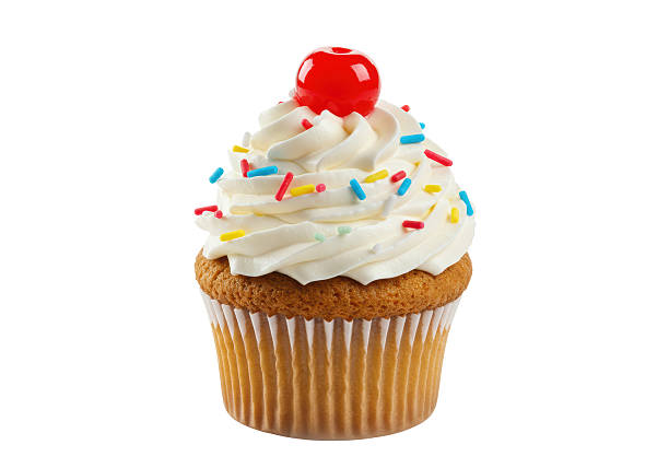 istock Isolated Delightful Vanilla Cupcake with Cherry Topping 2228616322