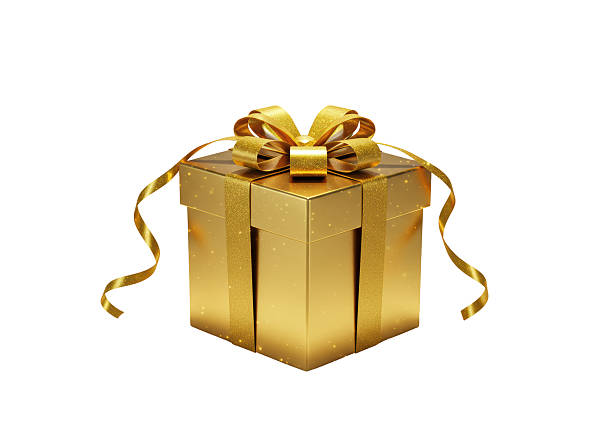 istock Isolated Golden Gift Box with Bow and Ribbons 2228616423