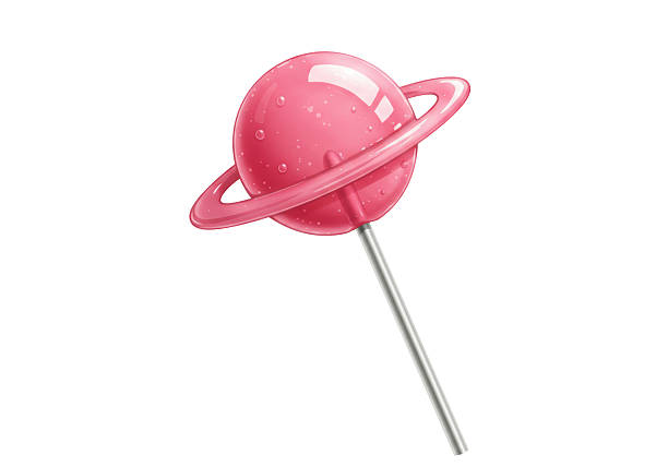 Isolated Pink Planet Shaped Lollipop Candy