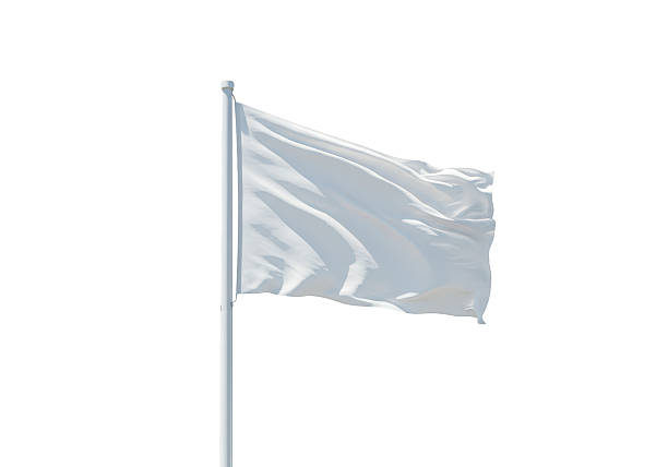 Isolated Clean White Flag Waving Freely