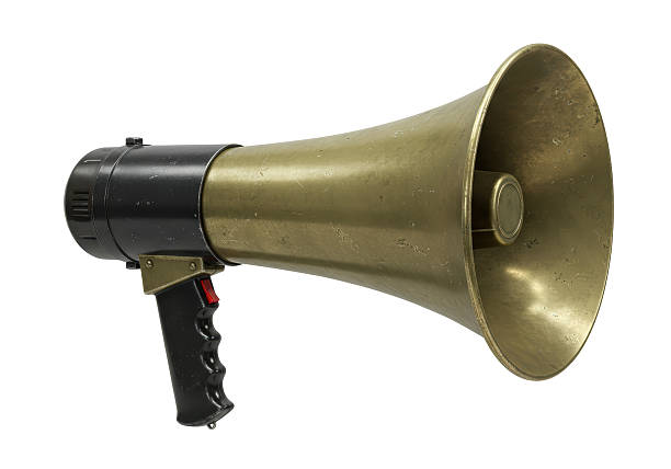 istock Isolated Vintage Brass Megaphone with Black Handle 2228617077