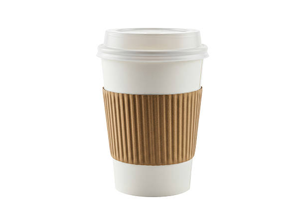 Isolated White Disposable Coffee Cup with Sleeve