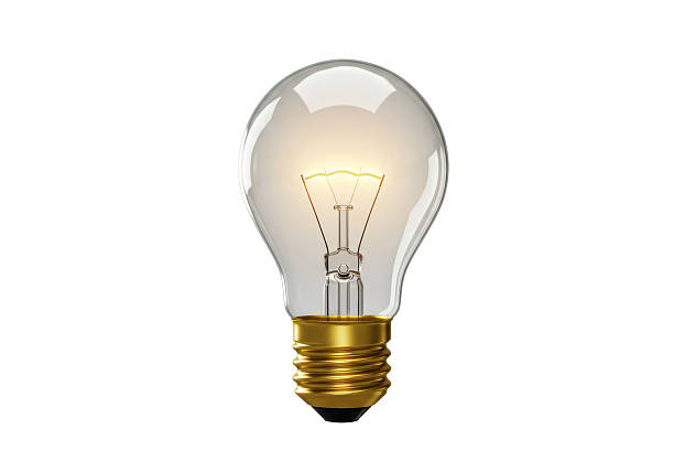 istock Isolated Classic Glass Light Bulb with Glowing Filament 2228622640