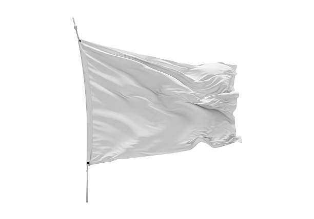 istock Isolated Blank White Flag Waving in the Wind 2228622678