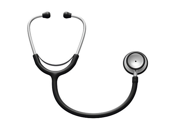 Studio shot of black stethoscope on white background, concept for healthcare object