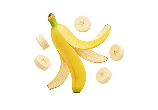 istock Isolated Fresh Banana Partially Peeled with Slices Around 2228623839