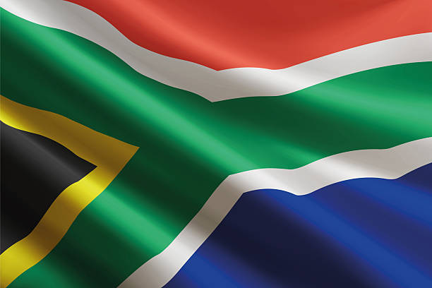 istock South Africa flag waving in the wind, detailed silk texture 2228624601