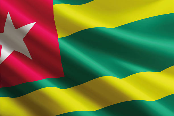 istock Togo flag waving in the wind, detailed silk texture 2228624646