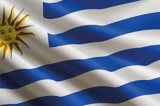 istock Uruguay flag waving in the wind, detailed silk texture 2228624668