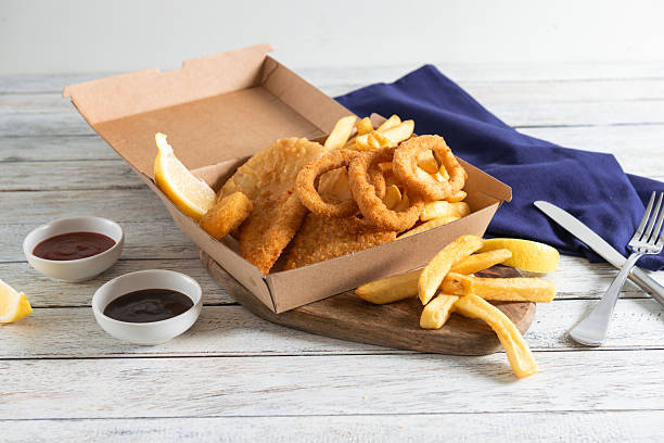istock Crispy Seafood With Fries and Sauces 2228625128