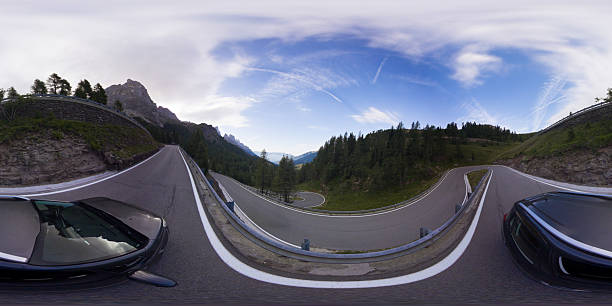 Driving through Passo Rolle - Italy - 360 degree landscape