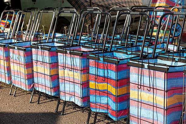 Rows of market baskets