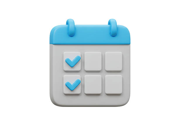 istock Isolated 3D Calendar with Check Marks for Scheduled Events 2228639137