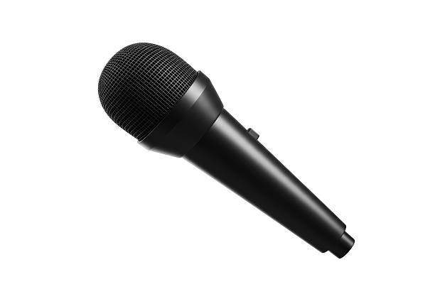 Isolated Black Microphone with Realistic Detail for Audio Recording