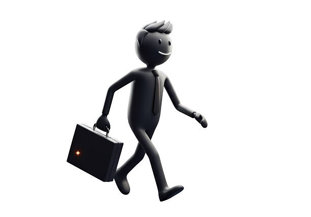 Isolated Businessman Walking with Briefcase