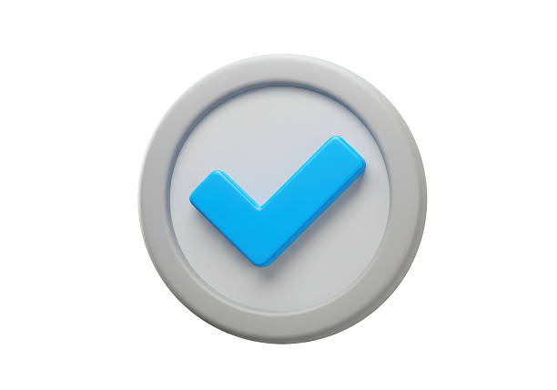 istock Isolated Blue Check Mark on Gray Circle Confirmation Symbol 2228640816