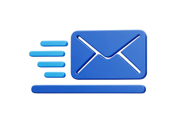 Isolated Blue Sending Email Icon with Motion Trail Fast Delivery