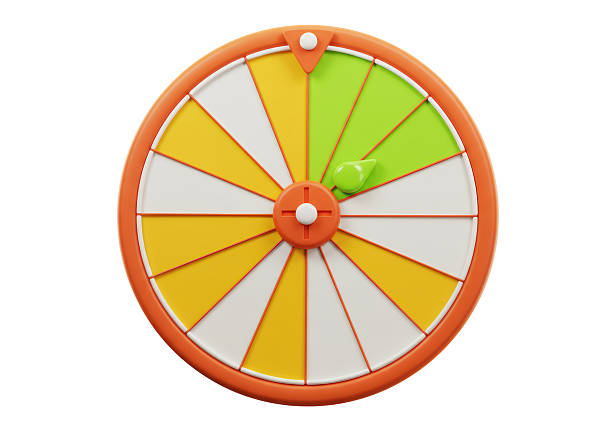 istock Isolated Prize Wheel with Pointer at Green Section Lottery Game 2228640946