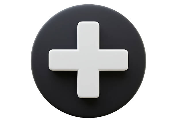 Isolated White Plus Sign in Black Circle for Positive Action